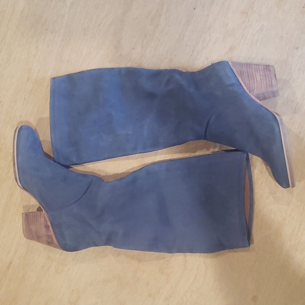 Rachel Comey Slate Blue Nubuck Long Suede Blue Boots Nwot Original $489